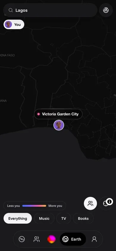 Earth on a phone, a city with a named area
