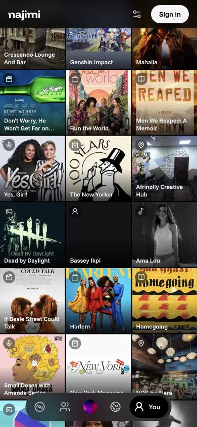 The Taste tab: an artwork grid of picks