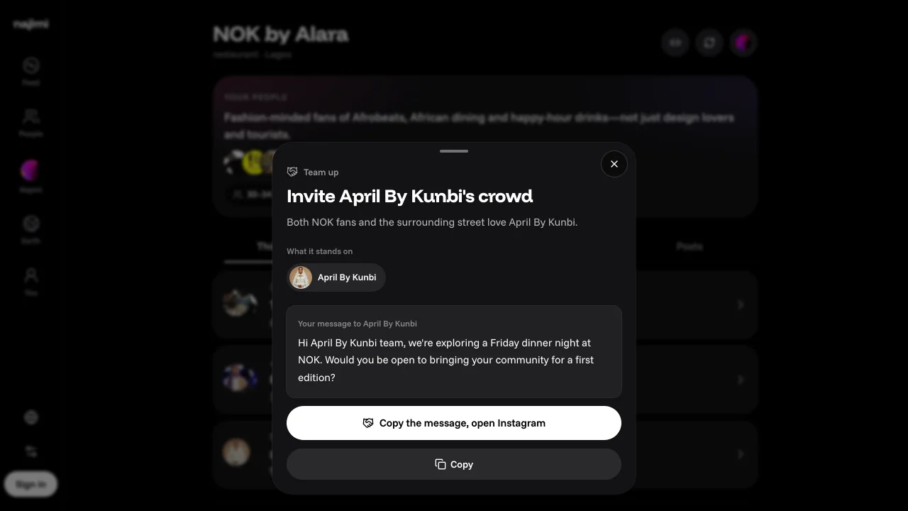 A move opened: invite April By Kunbi, the brand it stands on, and the message ready to send